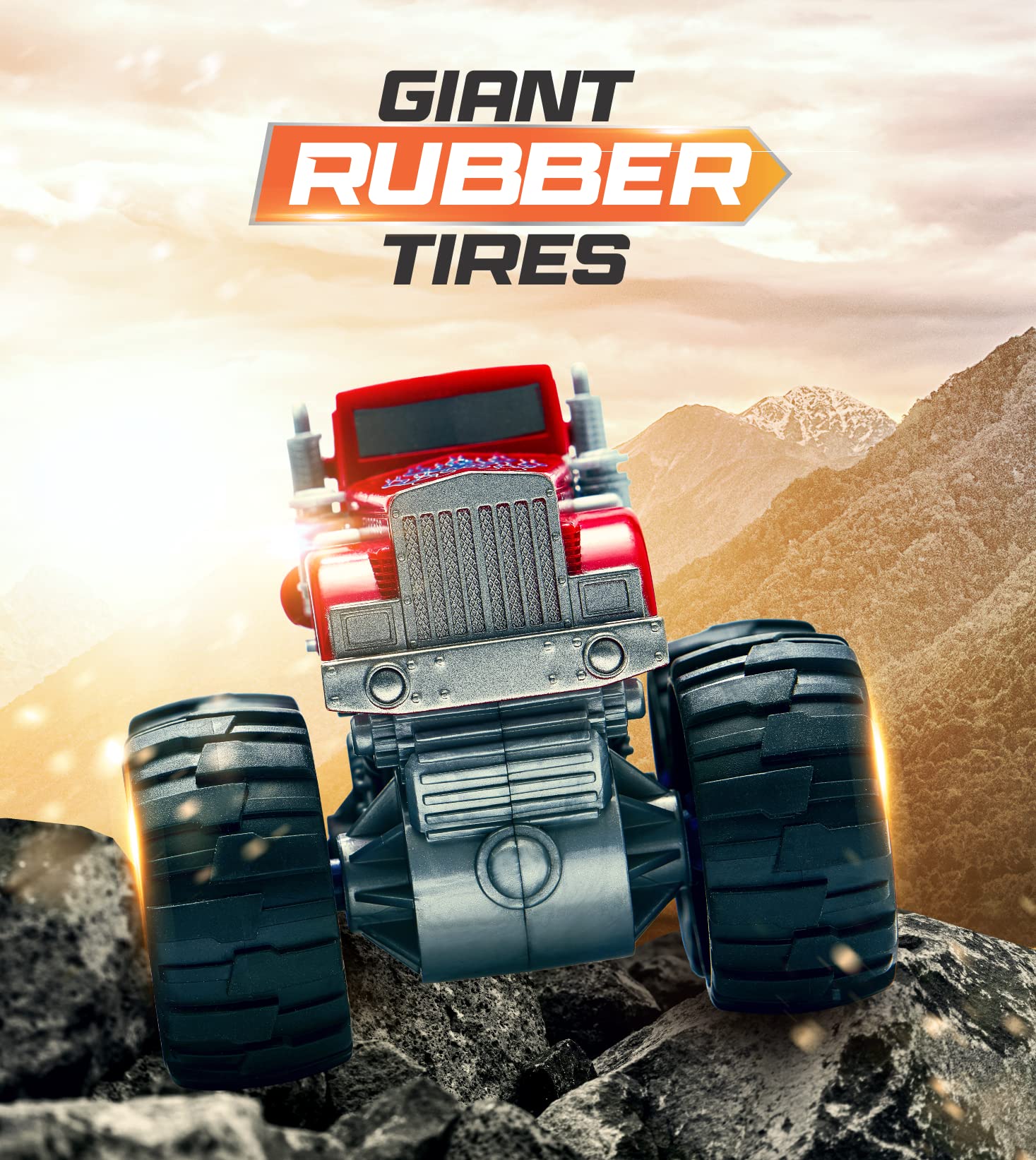 Team Power Monster Trucks equipped with rubber wheels for grip on floors and carpets