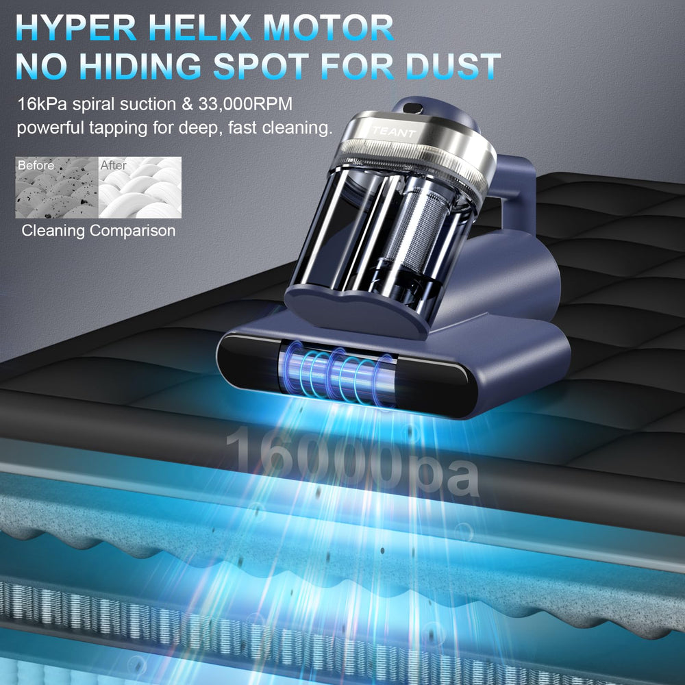 Teant bed vacuum uses UV-C 253.7nm light to sanitize fabrics