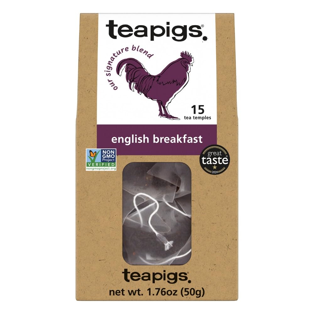 teapigs English Breakfast tea box front view, premium quality and morning ritual
