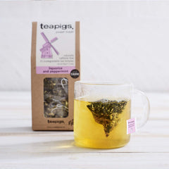 teapigs liquorice peppermint tea bags closeup leaves showcases whole-leaf quality and natural sweetness