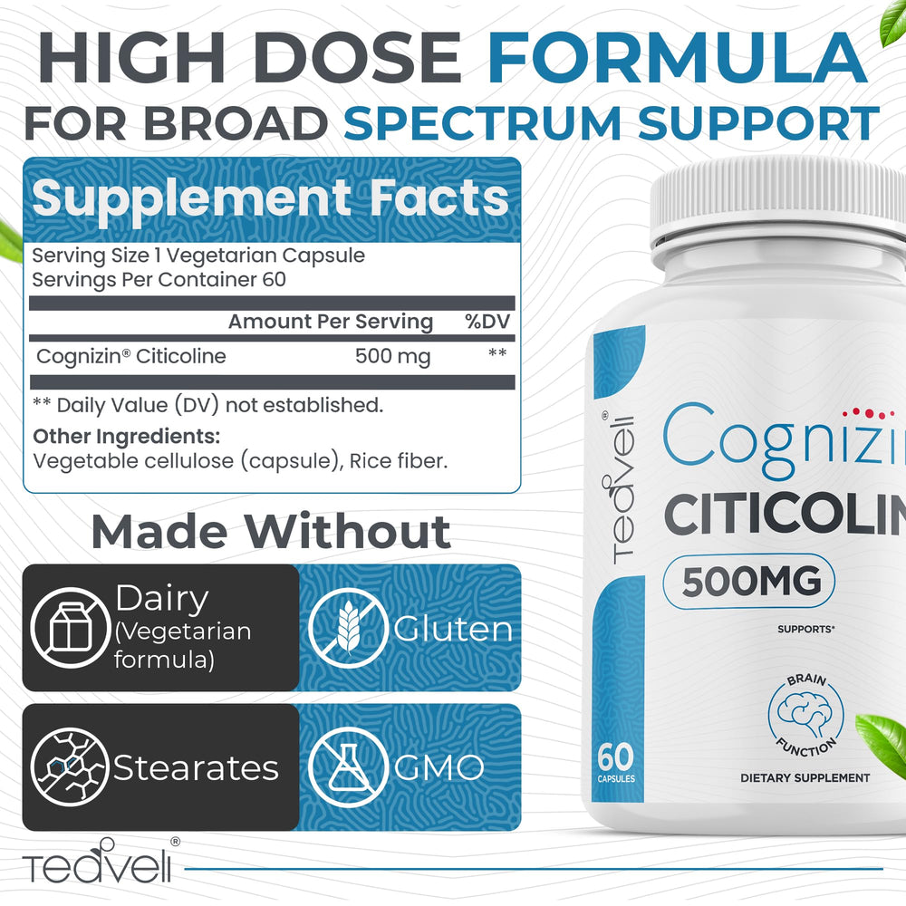 Teaveli Cognizin capsules ready to dispense indicating convenient daily cognitive support.