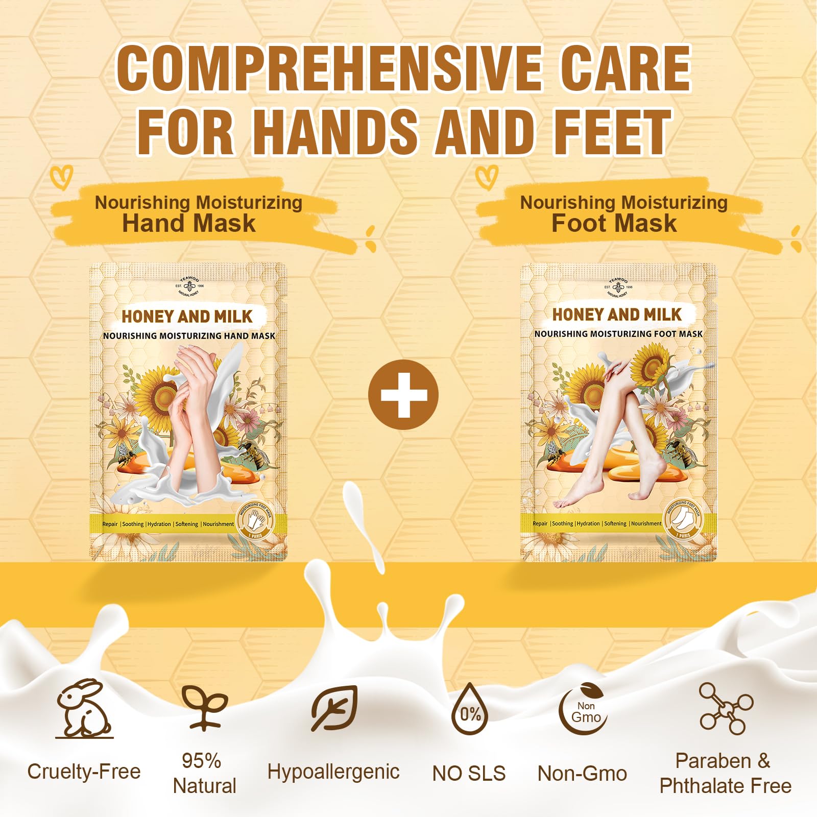 TEAWOO foot mask worn with socks to soften rough heels.