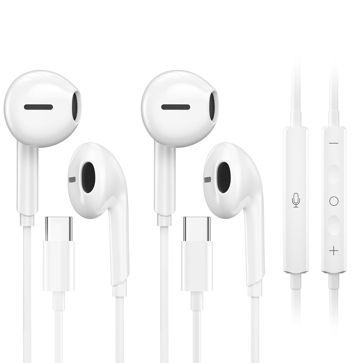TECHAIRLINE 2-pack USB-C headphones with compact design for everyday listening.