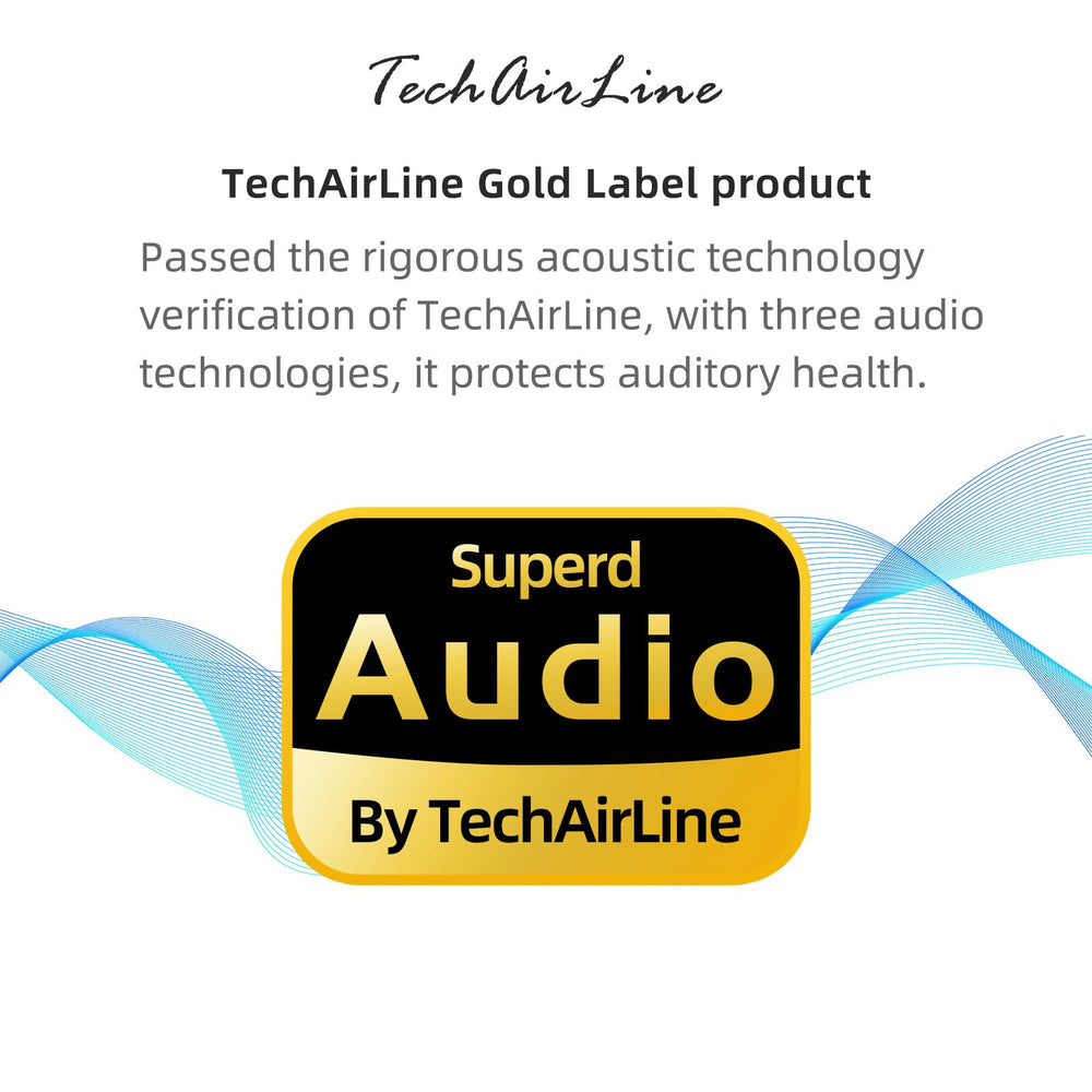 TECHAIRLINE ergonomic in-ear design with anti-drop earplugs for secure wear.