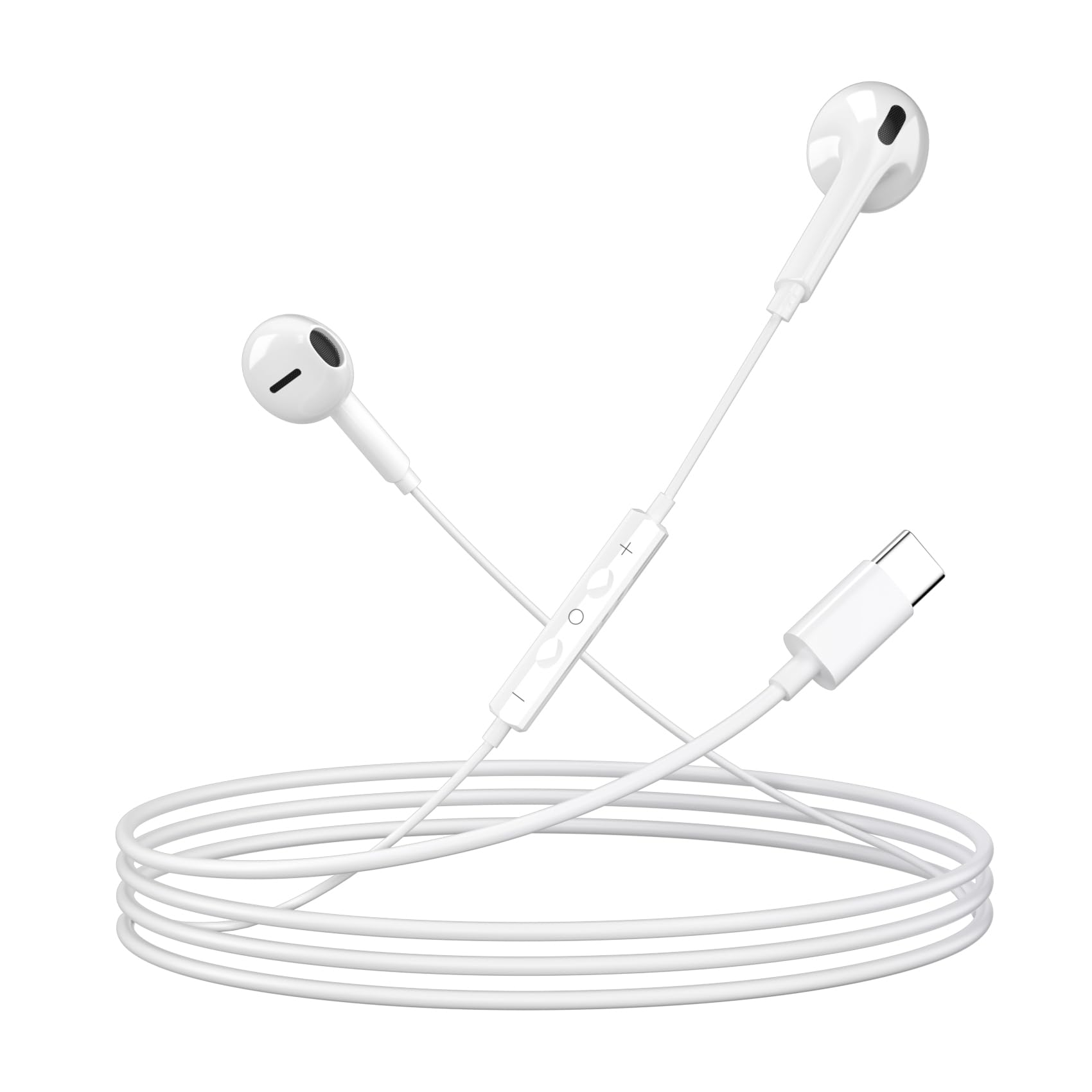 TECHAIRLINE USB-C earphones with remote control for music and calls.