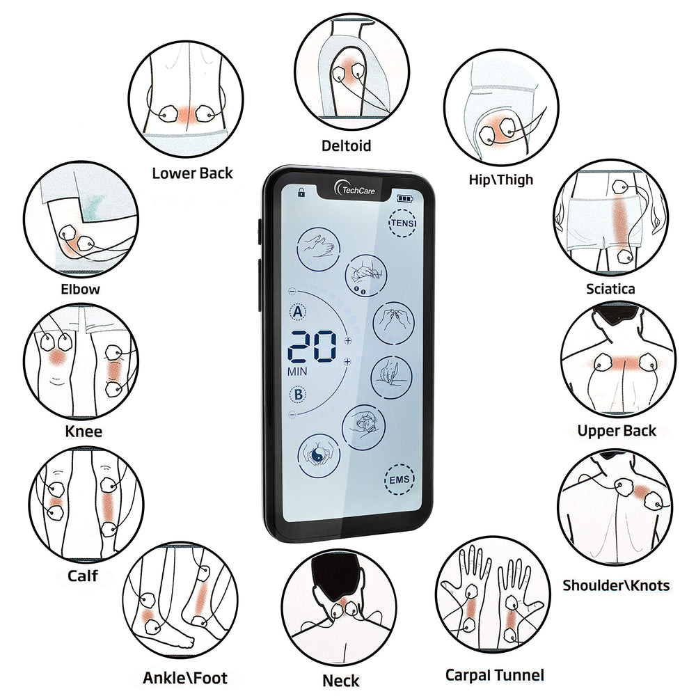 TechCare Massager complete kit with charger and accessories.