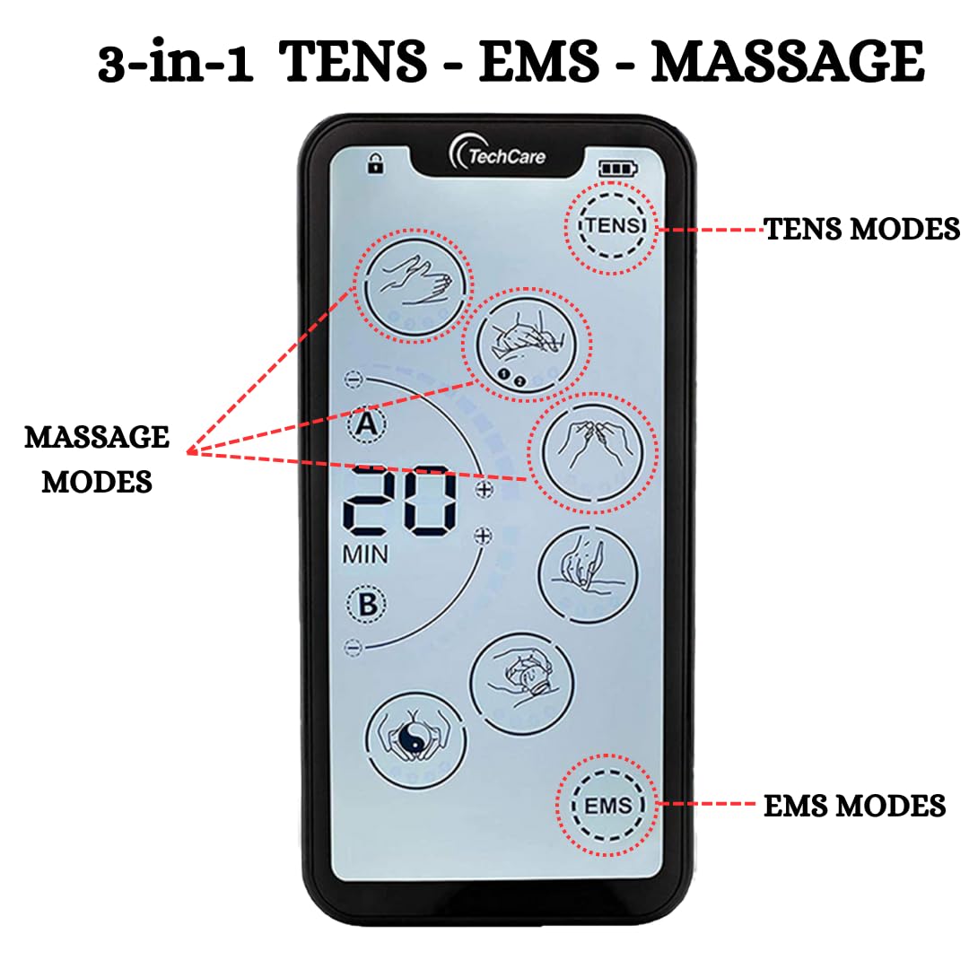 TechCare Massager dual-channel control enables simultaneous treatment options.