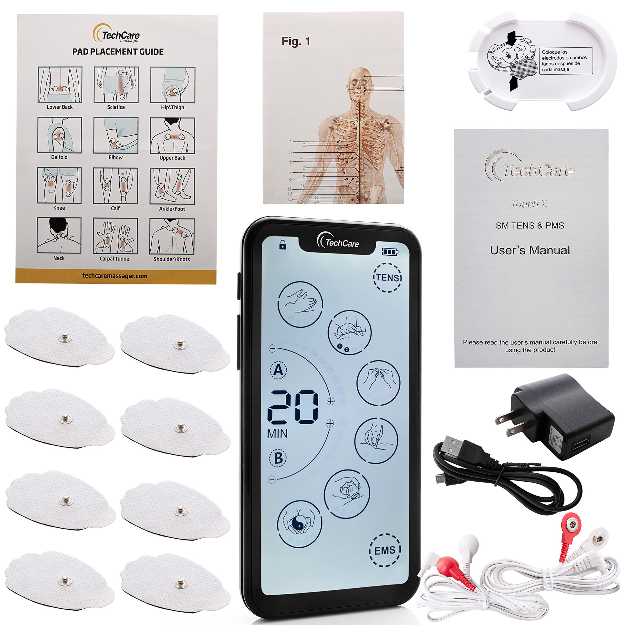 TechCare Massager touchscreen interface for effortless mode and intensity adjustments.