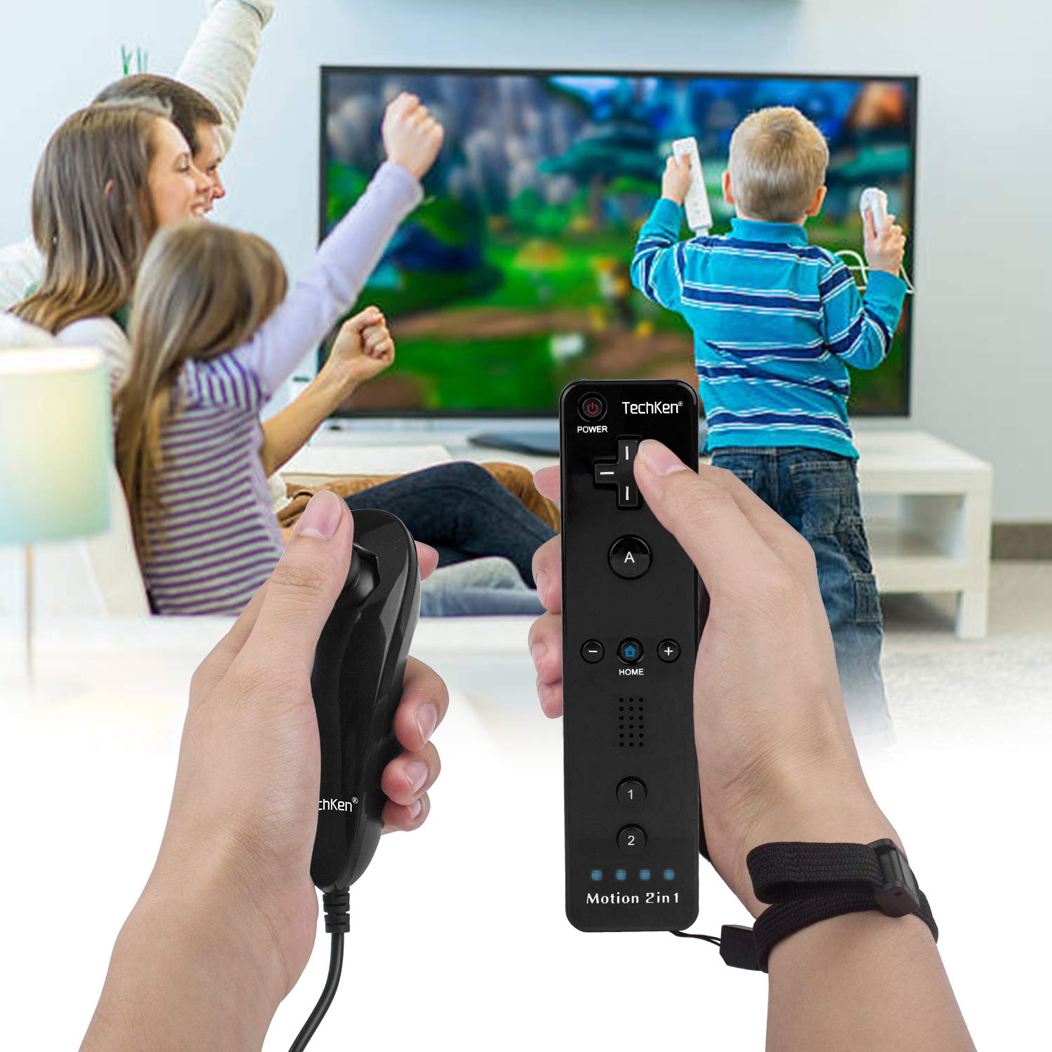 TechKen family gaming with Motion Plus remote in action during play