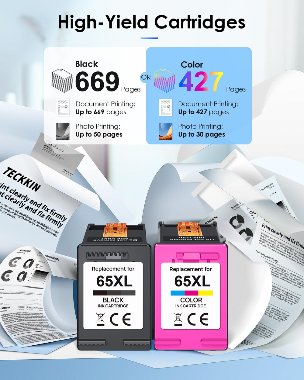 TECKKIN 65XL dual-pack packaging shown for easy replacement