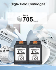 TECKKIN 67XL yields up to 700 pages for steady office printing.