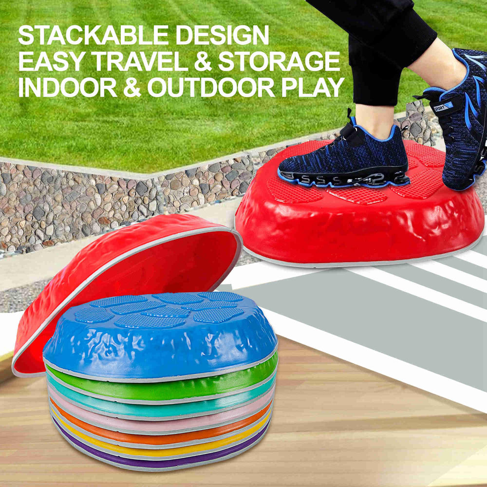 TECKMICO stepping stones ideal for indoor and outdoor obstacle courses and games.