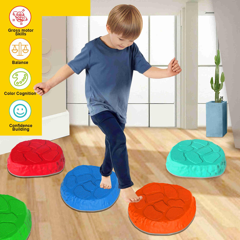 TECKMICO stepping stones create a fun obstacle course to boost gross motor skills.