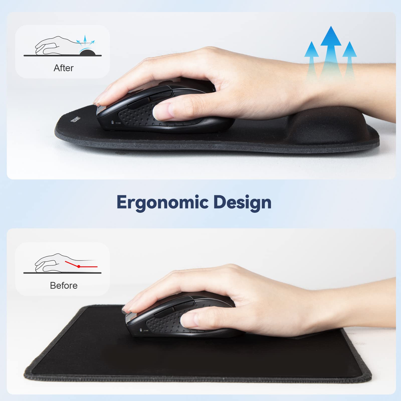 TECKNET ergonomic wrist-rest side view showing firm, comfortable support.