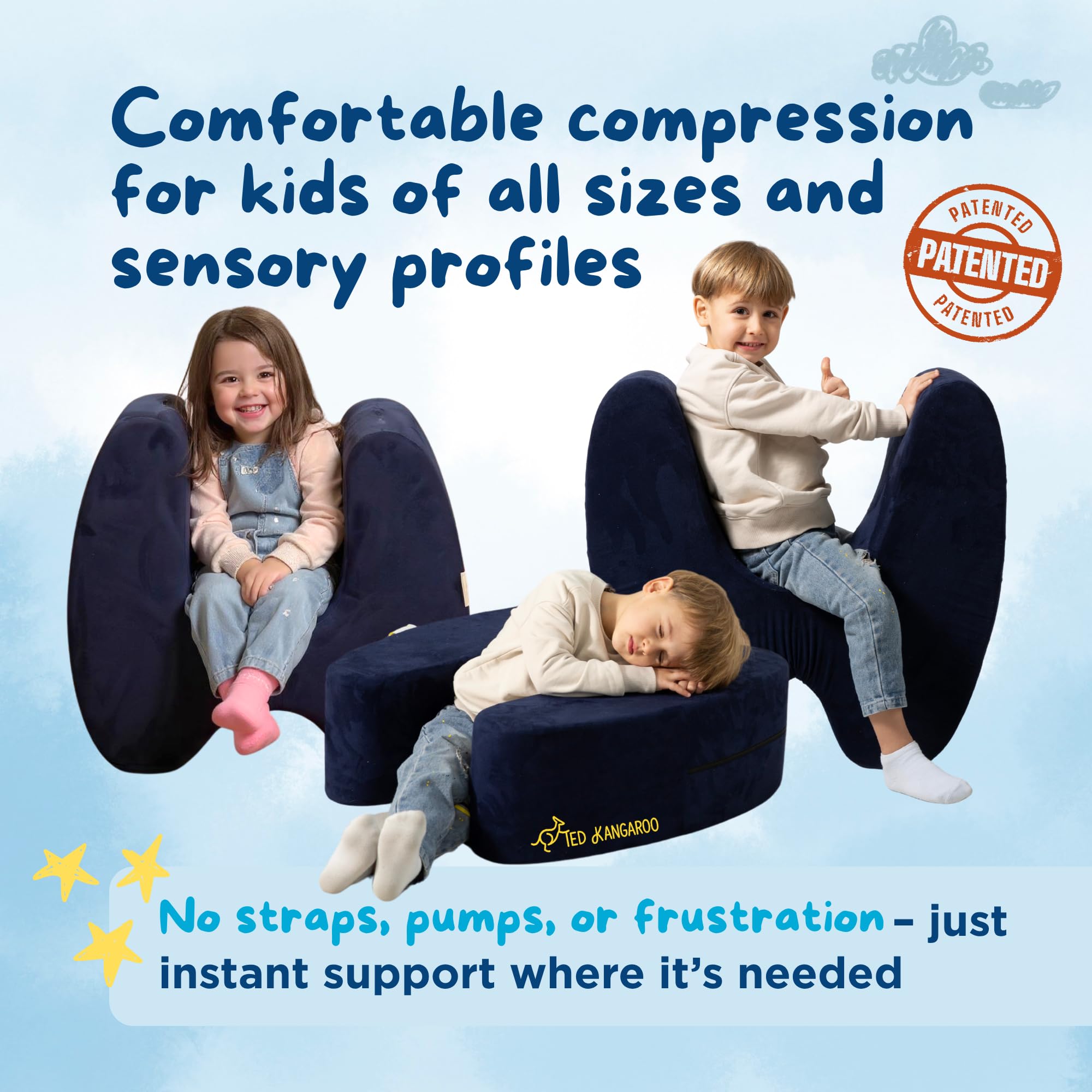TED KANGAROO Sensory Soft Squeeze Seat lightweight portable design fits any room or corner.