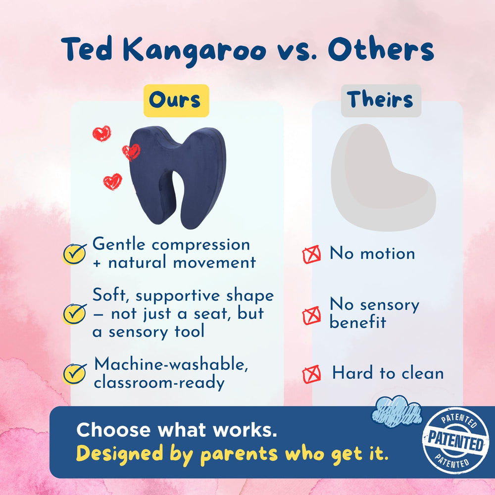 TED KANGAROO Sensory Soft Squeeze Seat great for quiet time, reading, and seated activities.