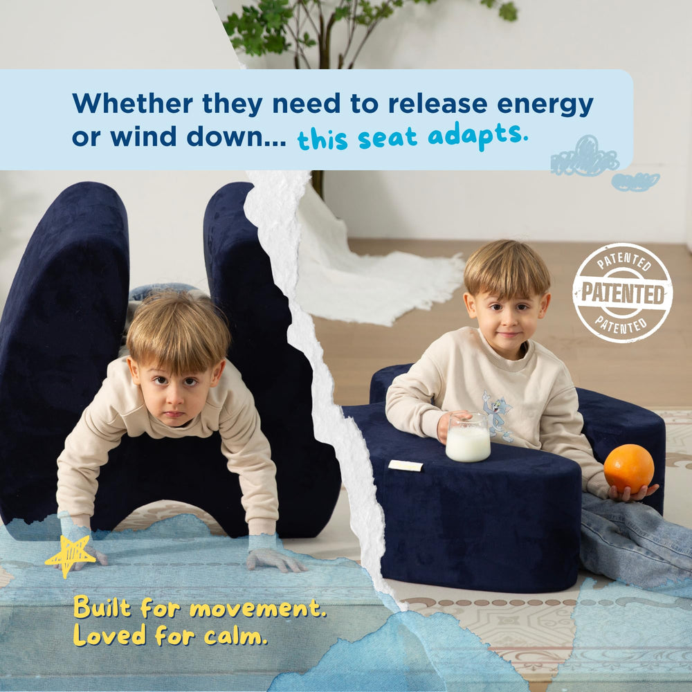 TED KANGAROO Sensory Soft Squeeze Seat removable, washable cover for easy cleanup after messy days.