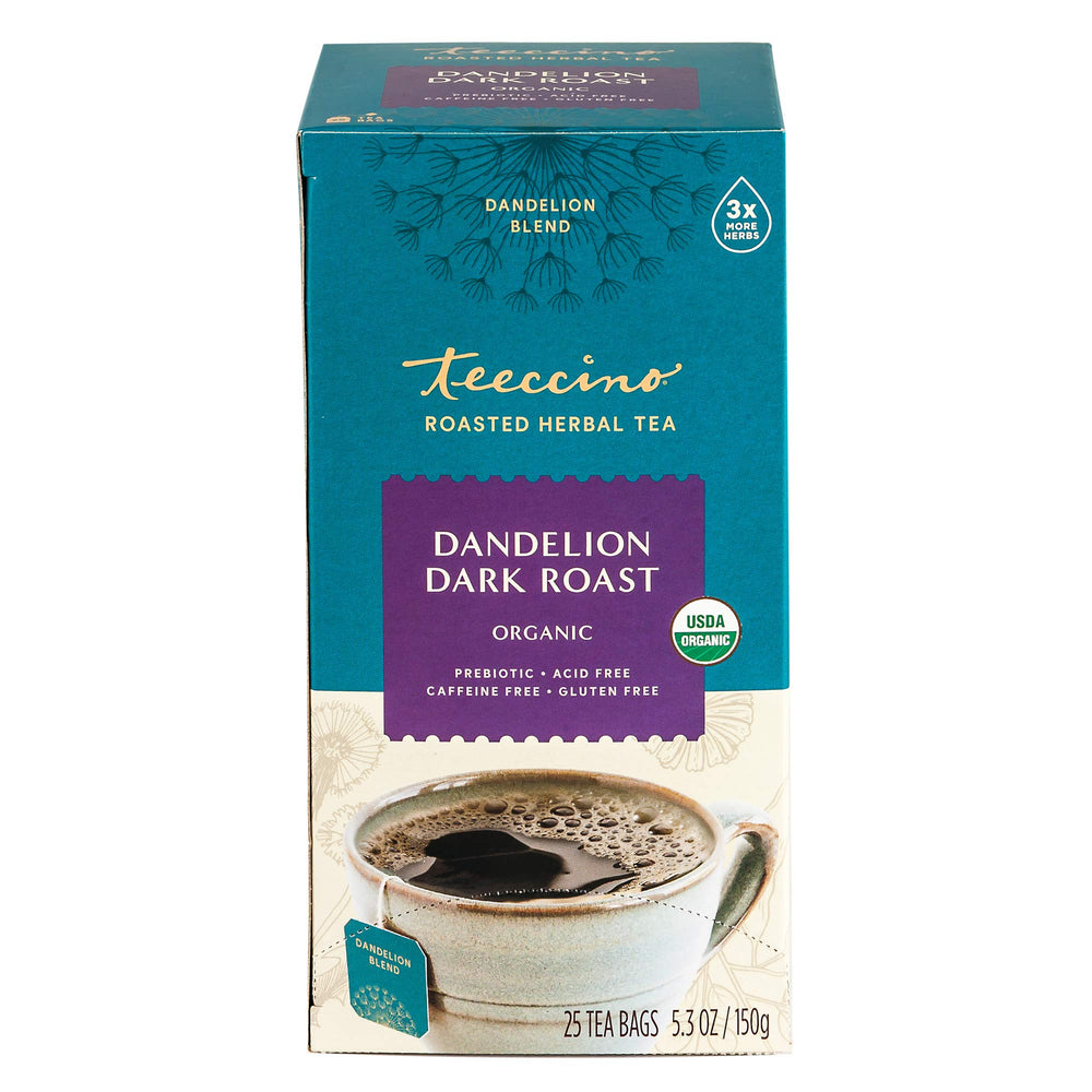 Roasted chicory and dandelion notes in Teeccino blend