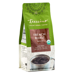 Teeccino French Roast Chicory Ground Coffee, rich flavor without caffeine.