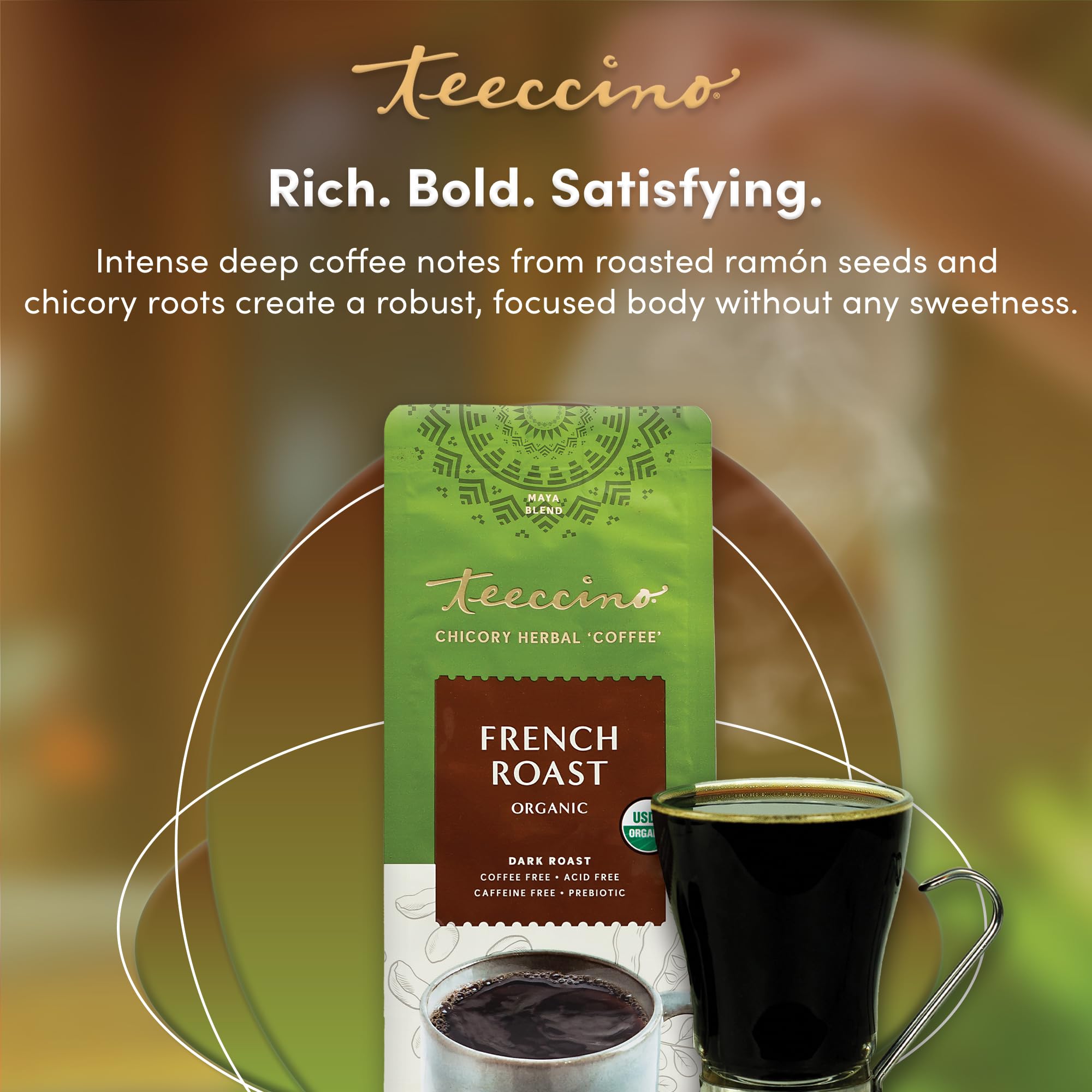 Teeccino prebiotic inulin chicory root in cup.