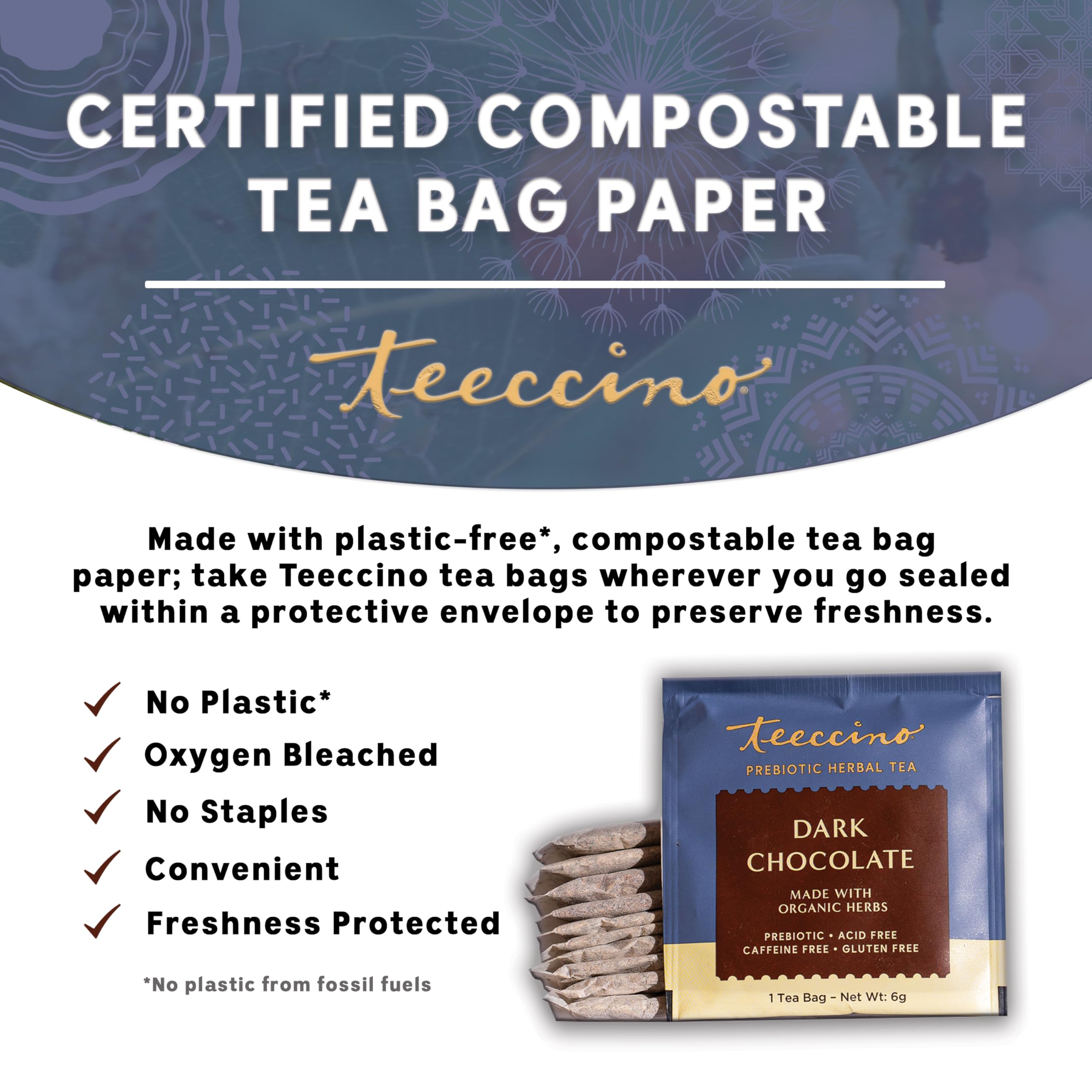 Table setup highlighting Teeccino prebiotic blend for digestive wellness.