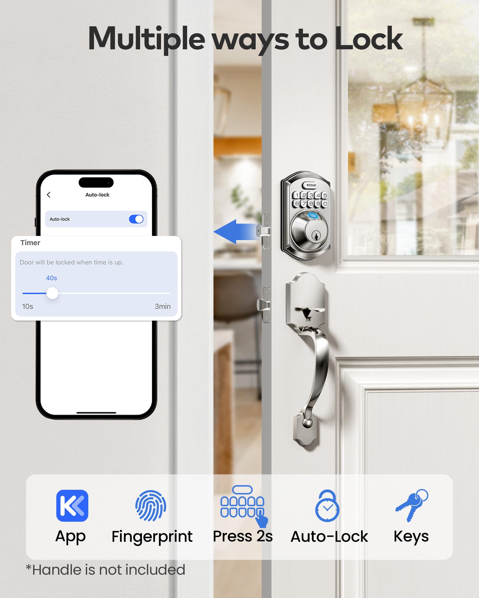 TEEHO TE012W auto-lock function securing the door after closing.