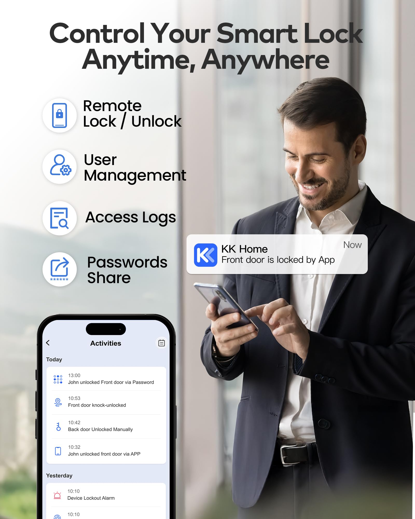TEEHO TE012W numeric keypad accepting up to 100 codes for flexible entry.