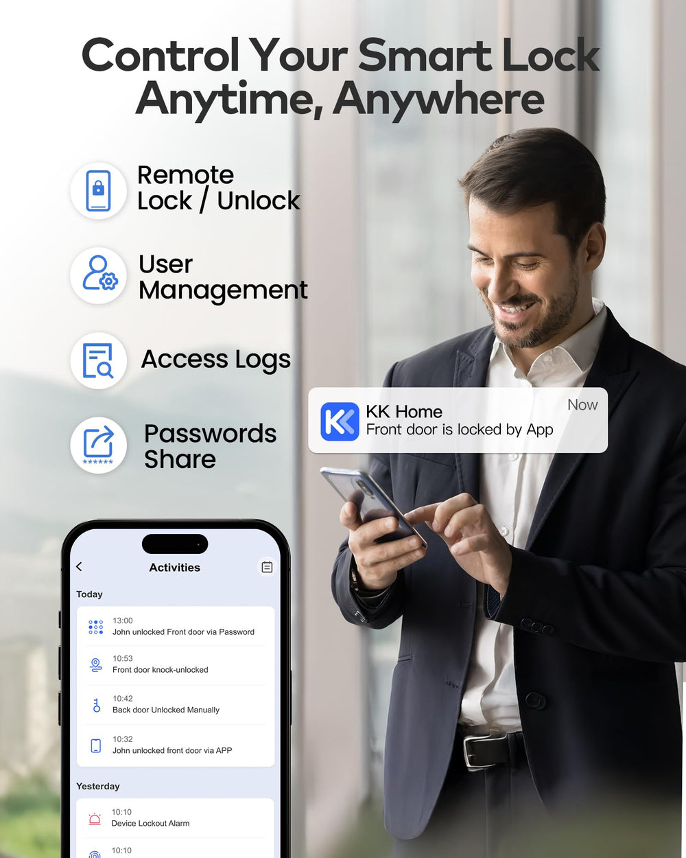 TEEHO TE012W numeric keypad accepting up to 100 codes for flexible entry.