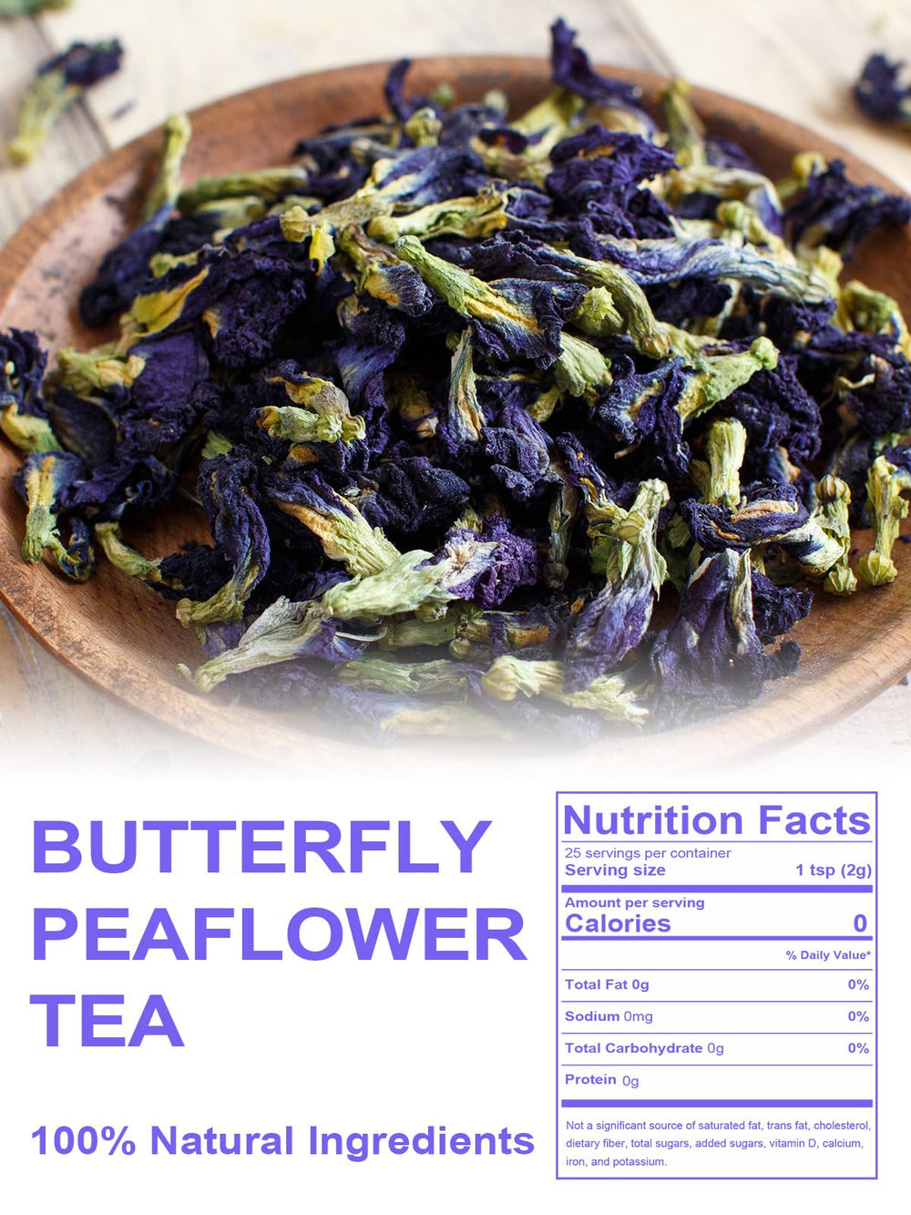TeeLux Butterfly Pea Tea brewed blue reveals soothing aroma and versatile color.