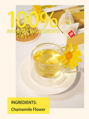 TeeLux Chamomile flowers close-up shows natural petals for a pure herbal experience.