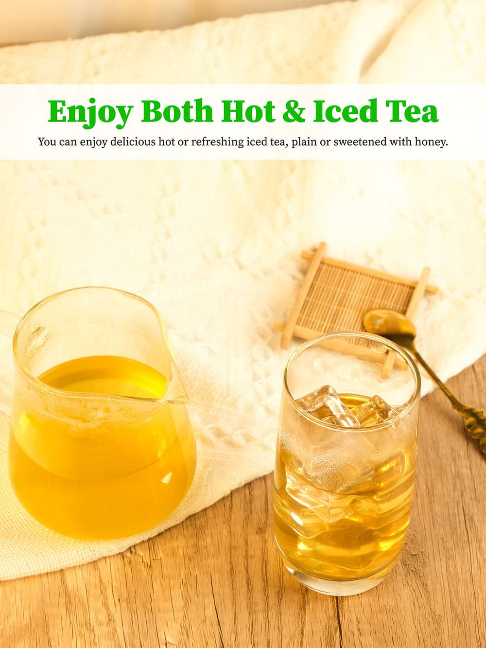 Unbleached TeeLux tea bags packaging, eco-conscious and compostable.