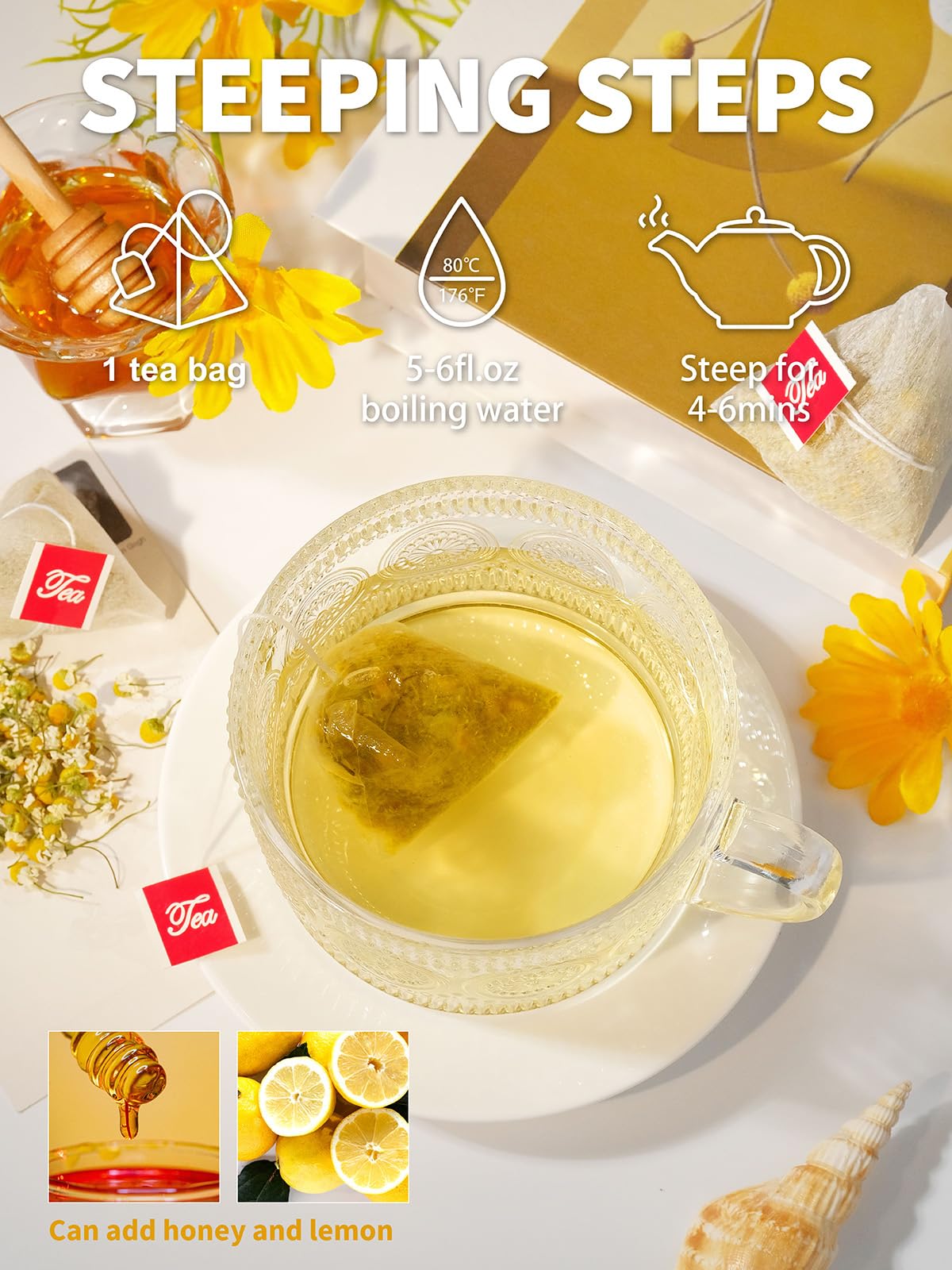 TeeLux steeping in a hot cup releases a smooth aroma.