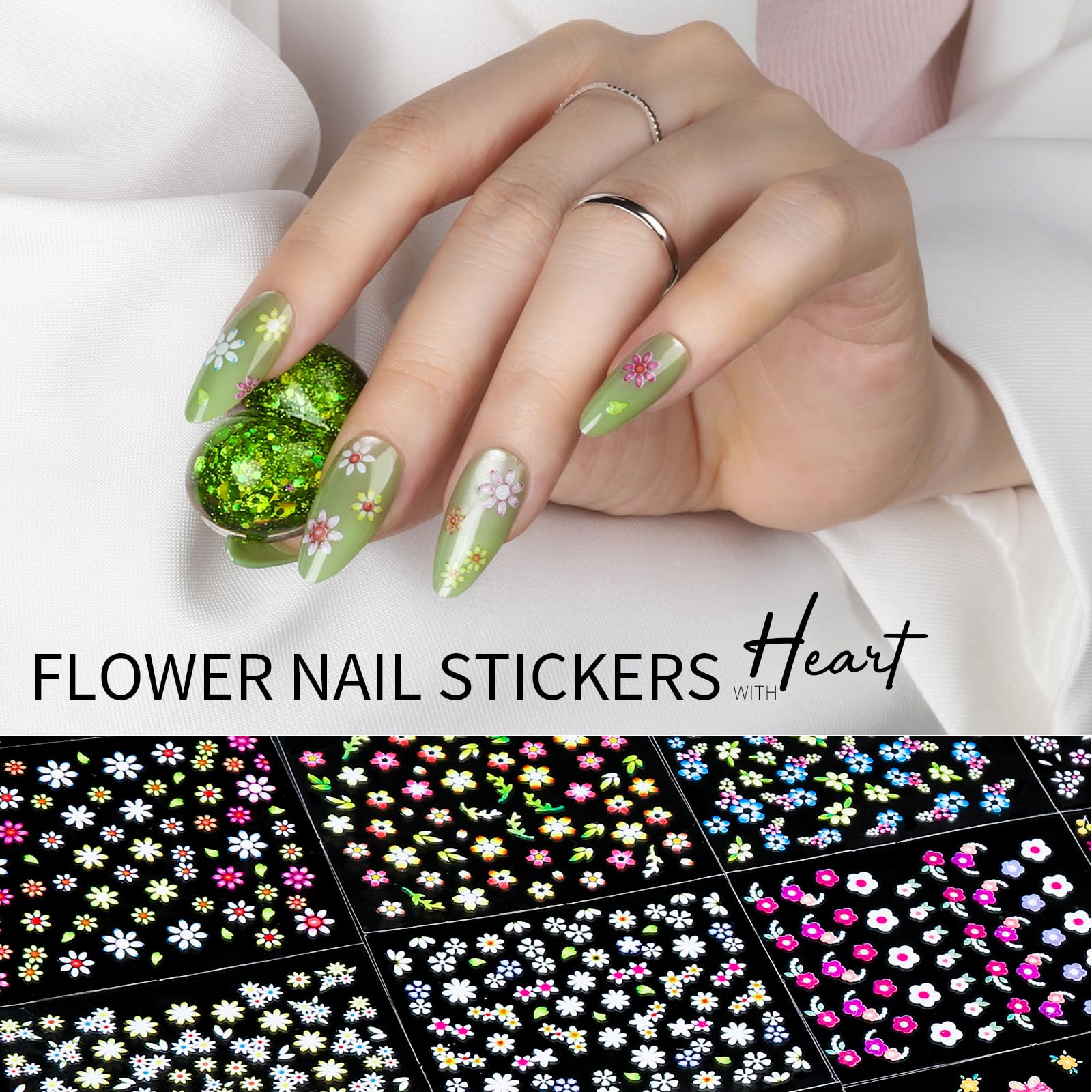 Teenitor heart butterfly clover nails for playful DIY manicures