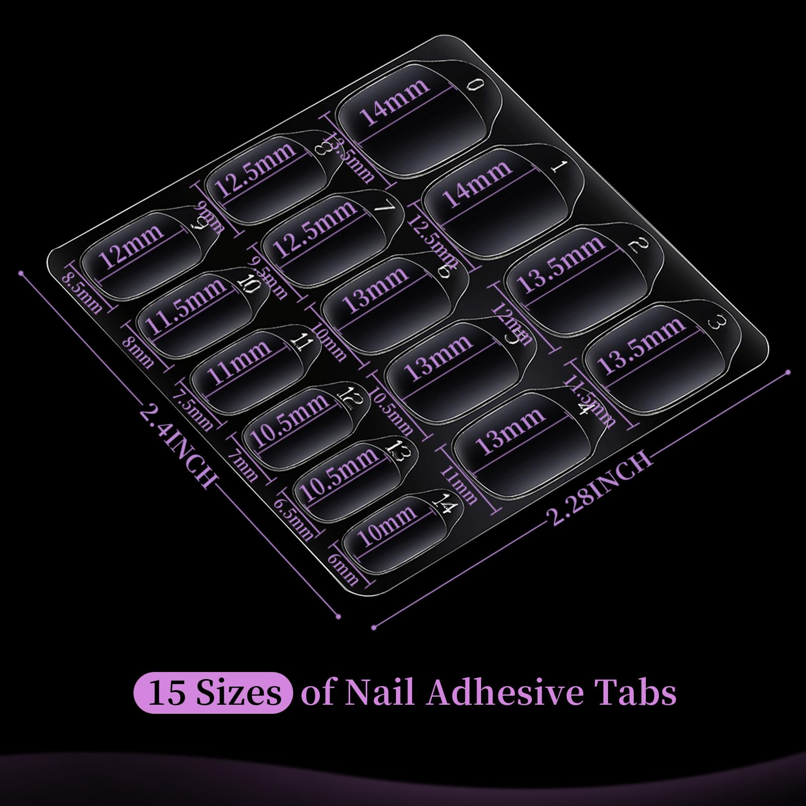 Teenitor 15-sizes nail tabs provide precise fit for many nail shapes.