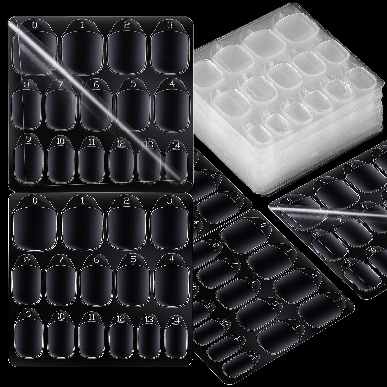 Teenitor adhesive tabs pack with 15 sizes for quick glue-free nail wear.