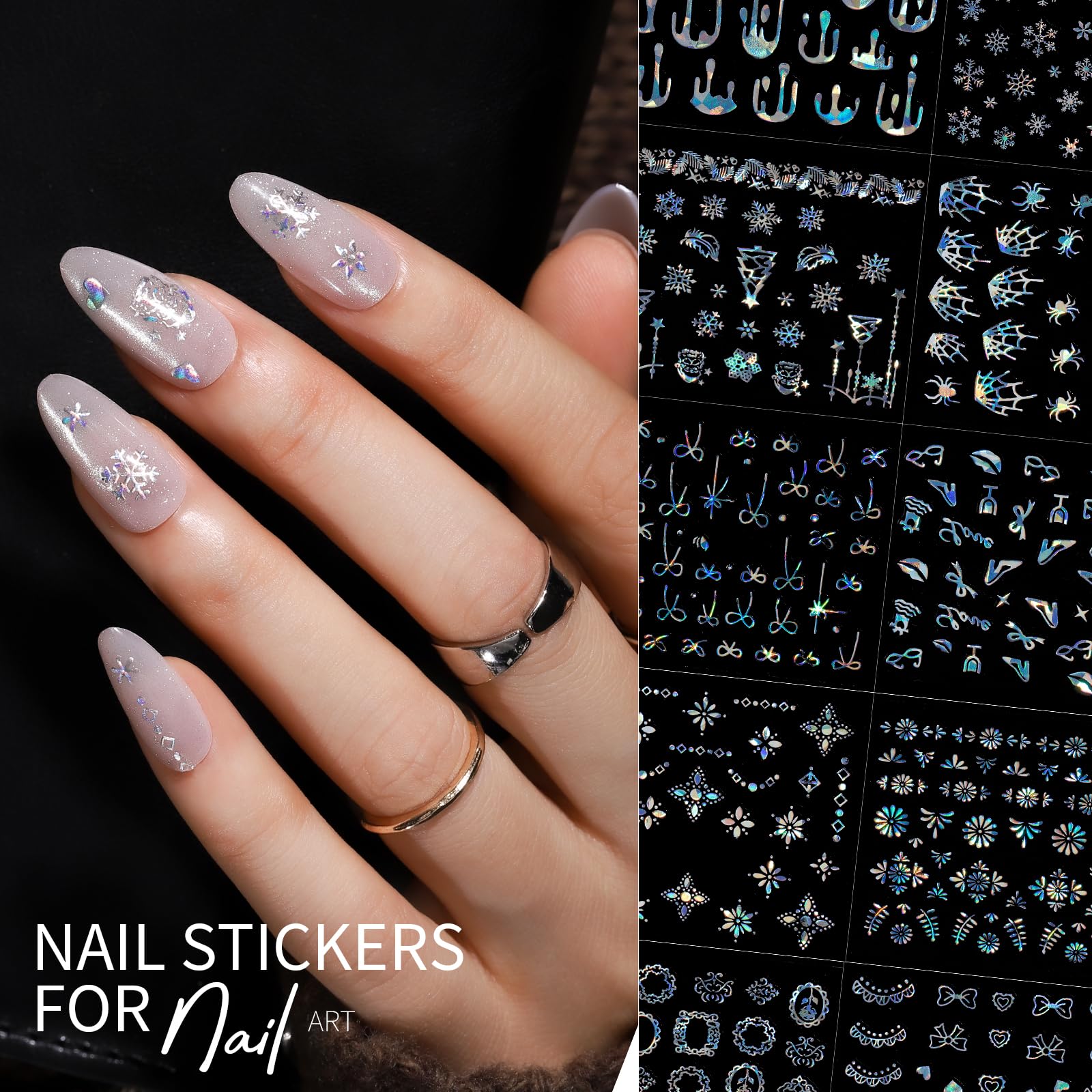 Teenitor Aurora nail stickers holiday snowflakes for festive nails