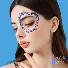 Teenitor Blue Glitter Gel hair shine showing lasting hold.