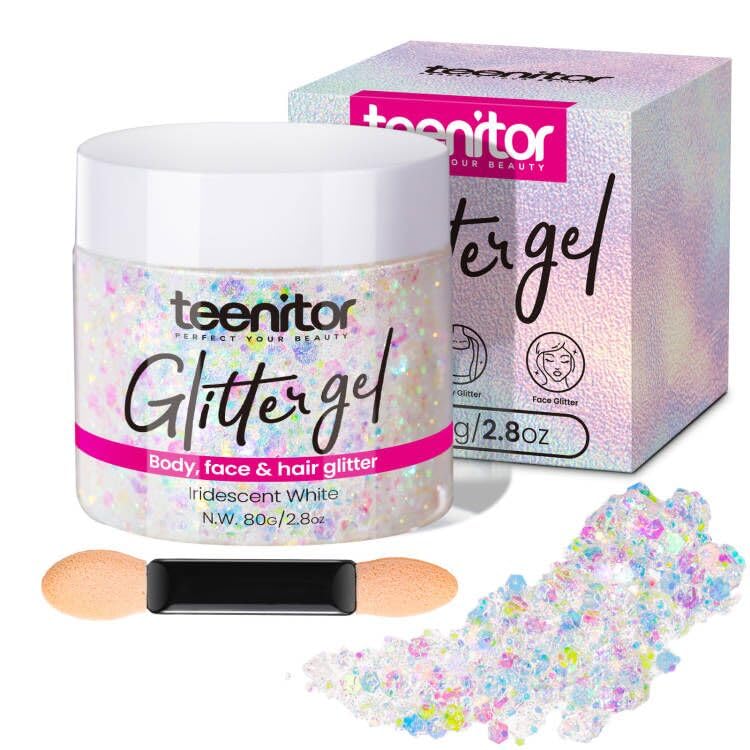 Teenitor body glitter gel bottle front view for bold shimmer.