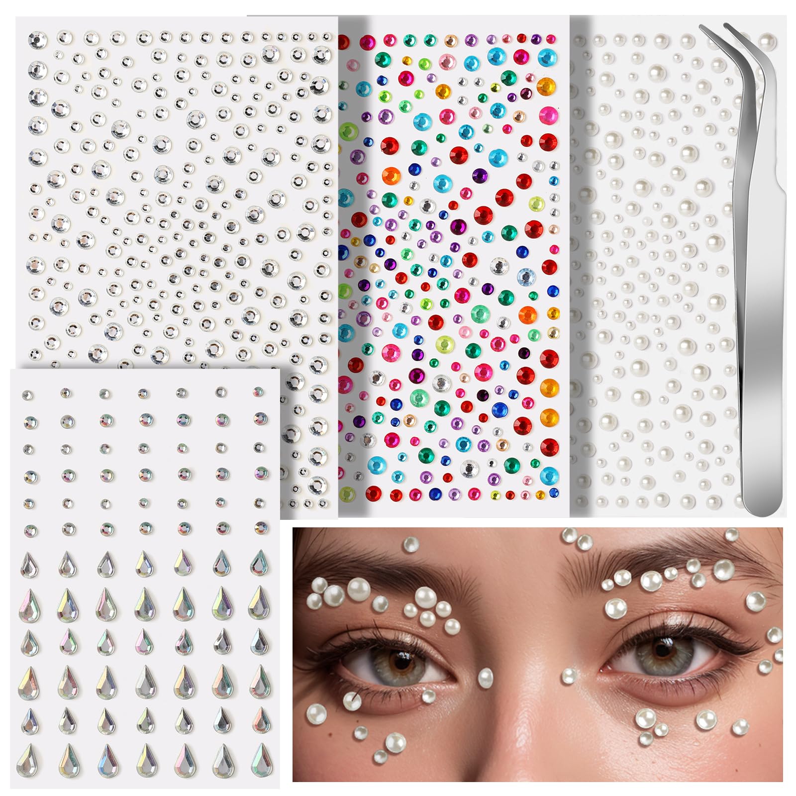 Teenitor face gems stick-on rhinestones for effortless festival makeup and eye accents.