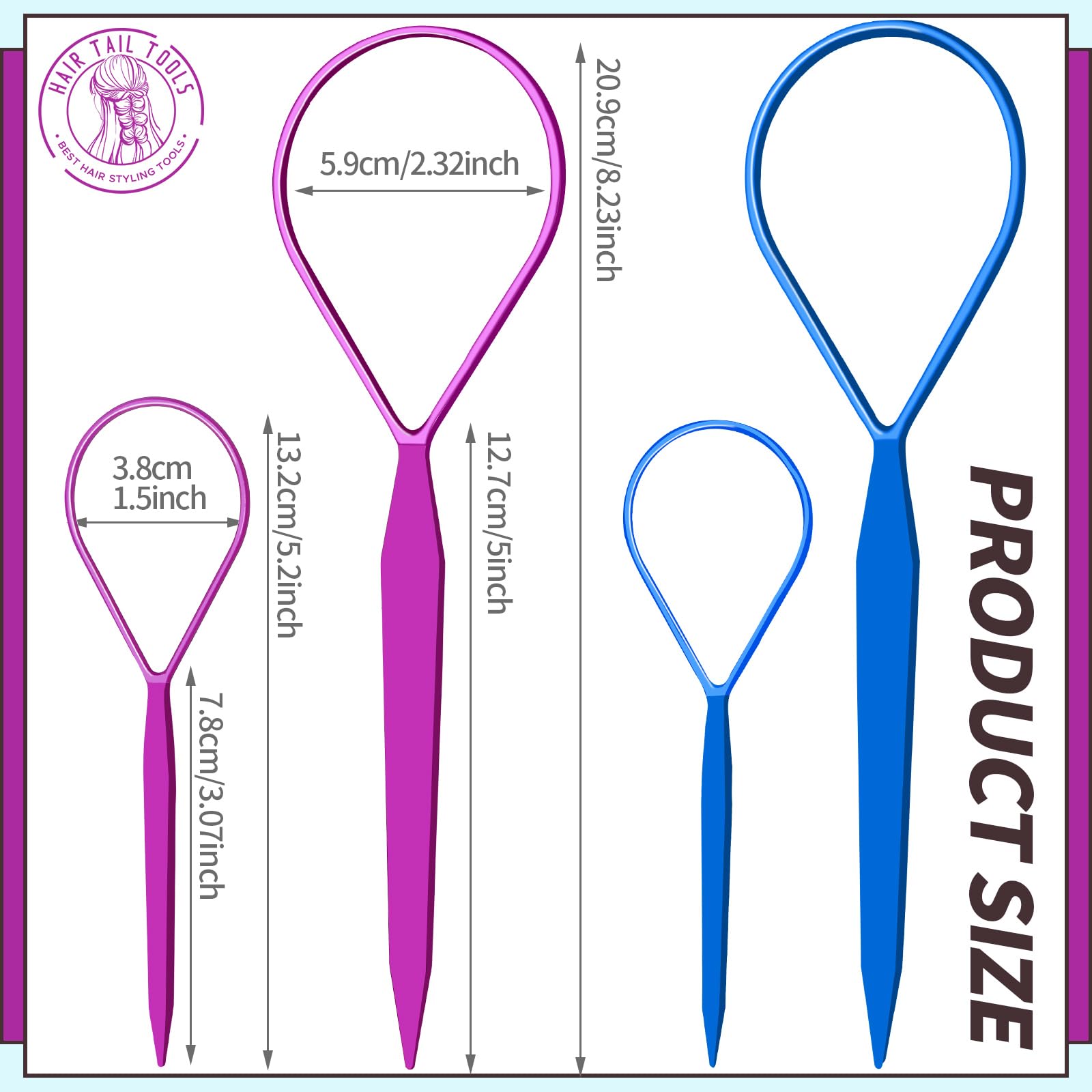 Teenitor french braiding tools in blue help create textured ponytails.