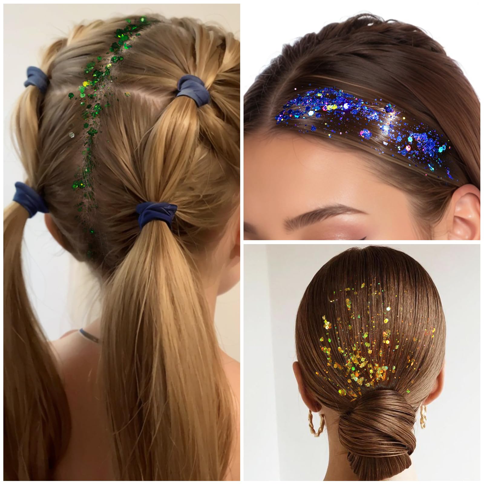 Teenitor glitter gel close-up reveals larger chunks and fine iridescent particles.