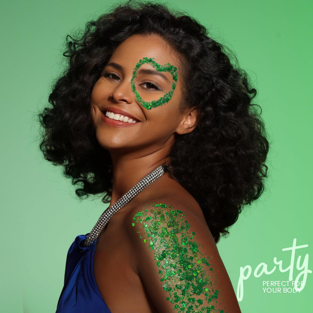 Teenitor green glitter on arm for bold body accents