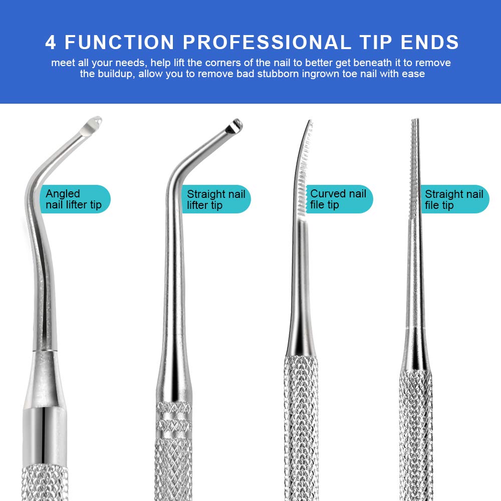 Teenitor ingrown toenail file inner surface curved end rounds corners effectively.