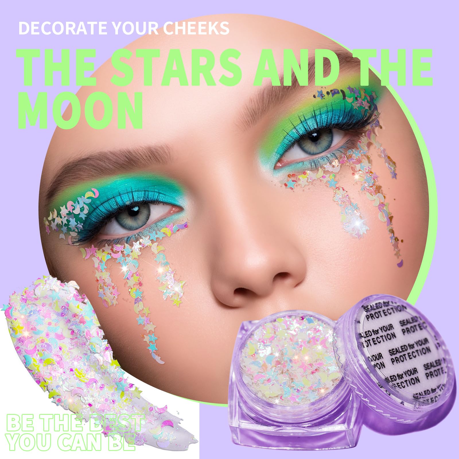 Teenitor mermaid sequins glitter gel creates ocean-inspired glow for beach and party.
