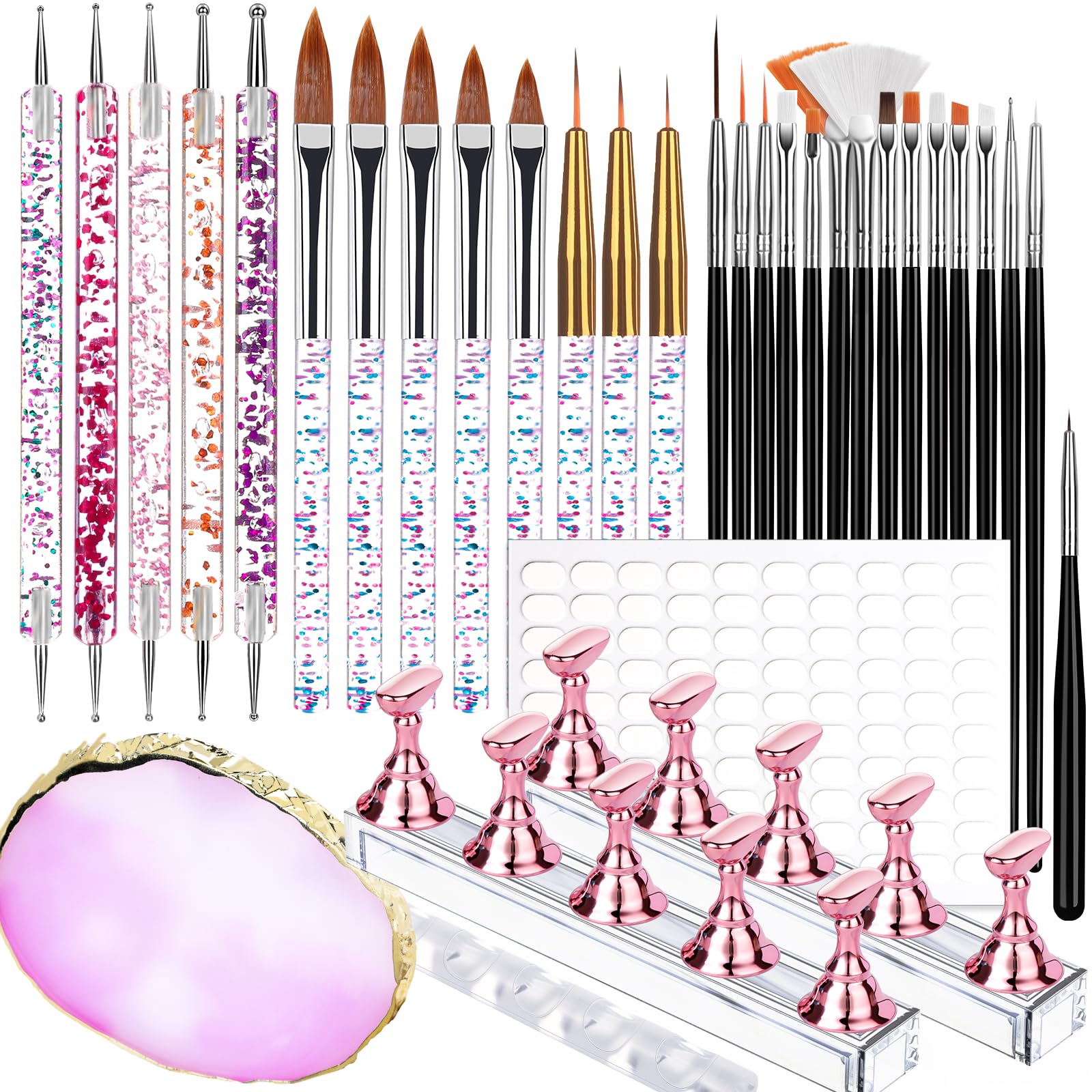 Teenitor nail art tools set overview with diverse brushes for DIY designs.