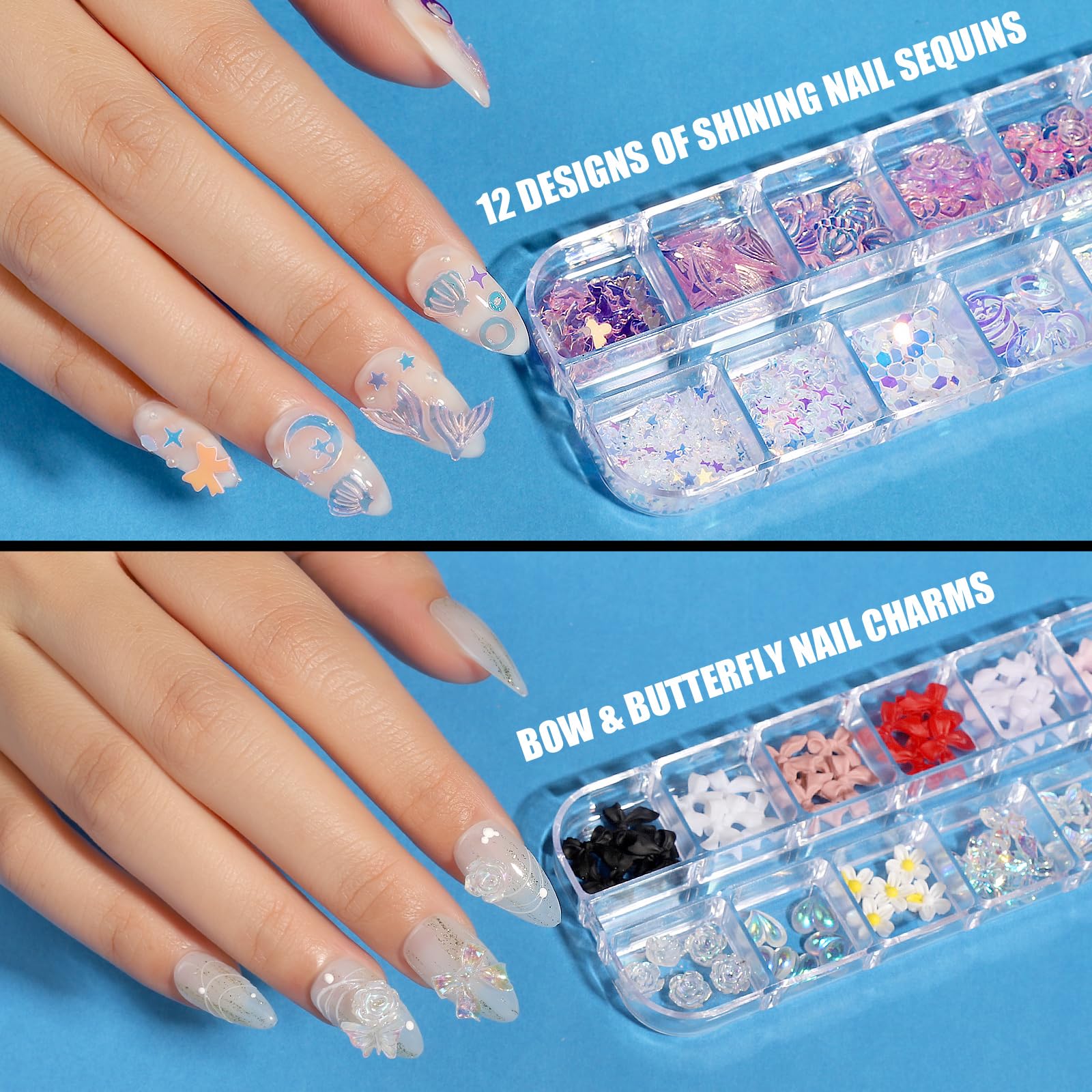 Teenitor charms and rhinestones for customizable nail decor