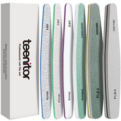 Teenitor nail file set 6pc offering versatile shapes for precise shaping and edge control