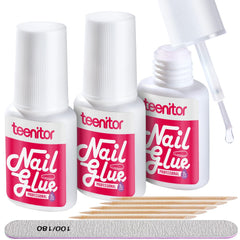 Teenitor nail glue bottle cap close-up showing leak-proof seal
