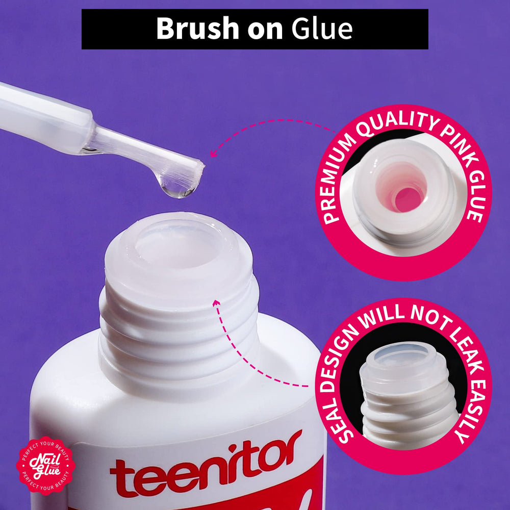 Teenitor nail glue brush-on application demonstrates precise bonding
