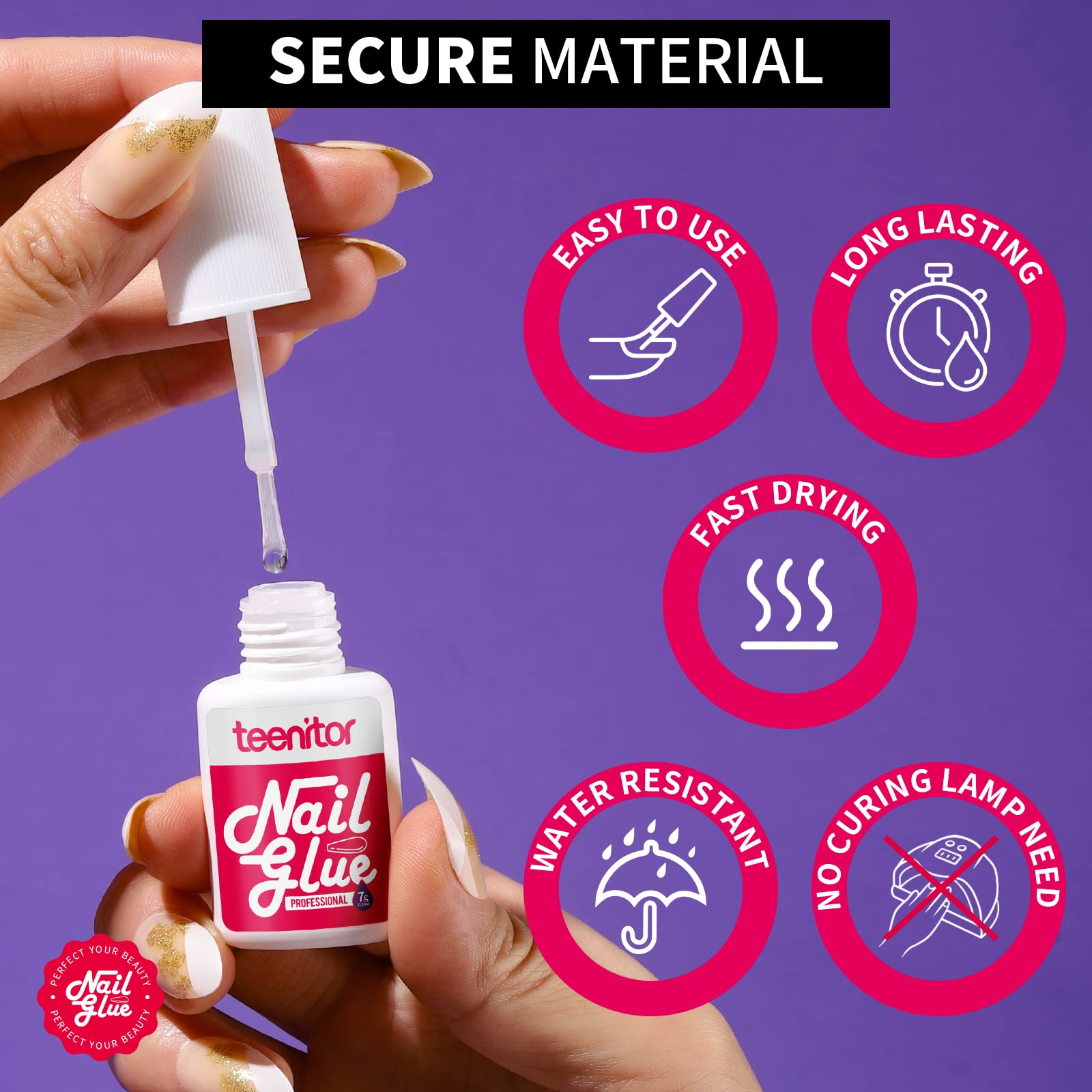 Teenitor nail glue drying fast, reducing wait time for flawless basics